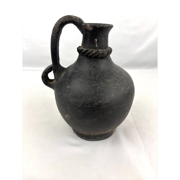 Vintage Handmade Mexican Pottery Pitcher 7" Primitive Style Jug 1970s - Picture 1 of 15